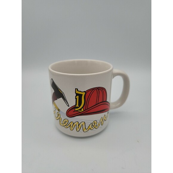 Lefton China Fireman Coffee Mug 1986 #05833 Hand Painted - Picture 1 of 12